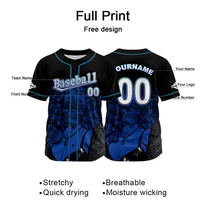 Custom Black Baseball Jersey Print Personalized Name, Number and Logo