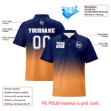 Custom Navy Orange Football Gradient Polo Shirts  Add Your Unique Logo/Name/Number