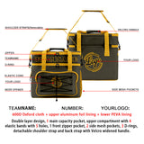 Custom Dark Green Yellow Double Layer Insulated Cooler Bag - 600D Oxford Waterproof Picnic Tote for Camping, Hiking & BBQ - Large Capacity Thermal Lunch Bag