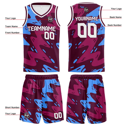 Custom Burgundy Light Basketball Jersey Uniform Suit Printed Your Logo Name Number