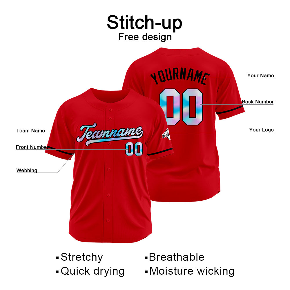 Custom Red Baseball Jersey Stitched Design Personalized Hip Hop Baseball Shirts