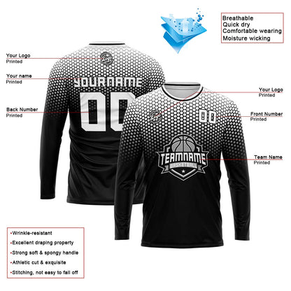 Custom Basketball Soccer Football Shooting Long T-Shirt for Adults and Kids Black&White