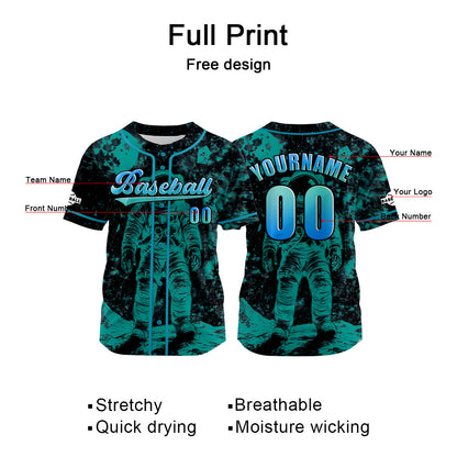 Custom Blue Green Baseball Jersey Print Personalized Name, Number and Logo
