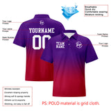 Custom Purple Red Football Gradient Polo Shirts  Add Your Unique Logo/Name/Number