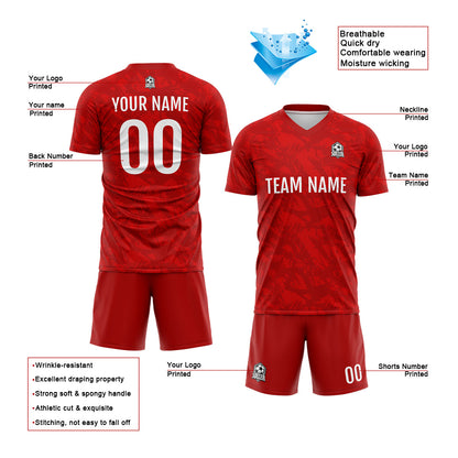 Custom Red Soccer Uniform Jersey Kids Adults Personalized Set Jersey Shirt
