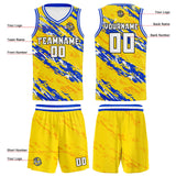 Custom Yellow Blue Basketball Jersey Uniform Suit Printed Your Logo Name Number