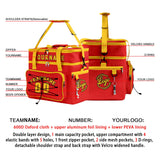 Custom Red Yellow All-Over Print Double Layer Insulated Cooler Bag - Waterproof 600D Oxford Picnic Tote for Team Events & Outdoor BBQ