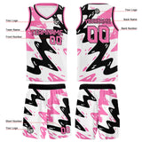 Custom White Black Pink Reversible Basketball Suit for Adults and Kids Personalized Jersey