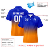 Custom Blue Orange Football Gradient Polo Shirts  Add Your Unique Logo/Name/Number