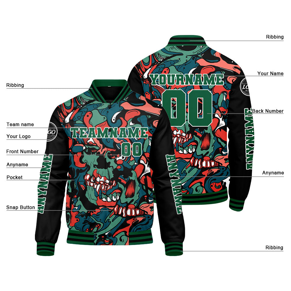 Custom Green Orange Varsity Jackets for Men Women Youth Personalized Letterman Jackets