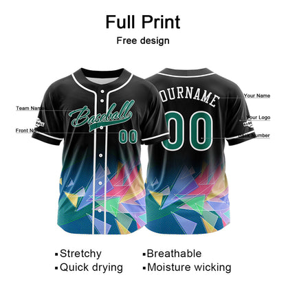 Custom Black Green Button Down Baseball Jersey for Men Women Adult Youth Print Name Number Logo