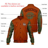 Custom Dull Orange Olive Green Varsity Jackets for Men Women Youth Personalized Letterman Jackets