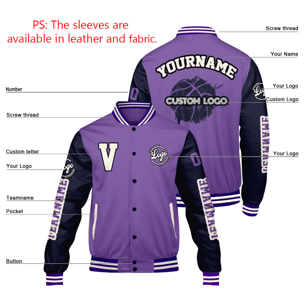 Custom Purple Dull Blue Varsity Jackets for Men Women Youth Personalized Letterman Jackets