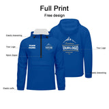 Custom Blue Windproof Softshell  Hooded Jacket - Lightweight Full - Zip, Full Print Logos & Texts