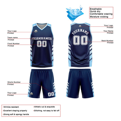 Custom Blue White Basketball Jersey Uniform Suit Printed Your Logo Name Number