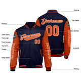 Custom Navy Orange Varsity Jackets for Men Women Youth Personalized Letterman Jackets