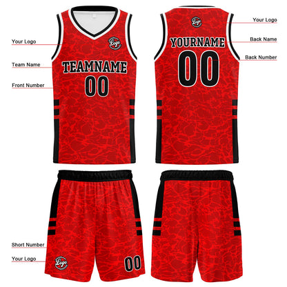 Custom Red Basketball Jersey Uniform Suit Printed Your Logo Name Number