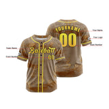 Custom Brown Button Down Baseball Jersey for Men Women Adult Youth Print Name Number Logo