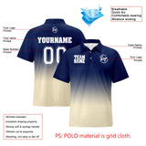 Custom Navy Cream Football Gradient Polo Shirts  Add Your Unique Logo/Name/Number