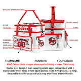 Custom White Red All-Over Print Double Layer Insulated Cooler Bag - Waterproof 600D Oxford Picnic Tote for Team Events & Outdoor BBQ