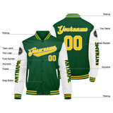 Custom Green Yellow White Varsity Jackets for Men Women Youth Personalized Letterman Jackets