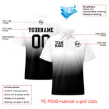 Custom White Black Football Gradient Polo Shirts  Add Your Unique Logo/Name/Number