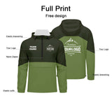 Custom Army Green Green Windproof Softshell  Hooded Jacket - Lightweight Full - Zip, Full Print Logos & Texts