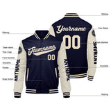 Custom Navy Cream Varsity Jackets for Men Women Youth Personalized Letterman Jackets