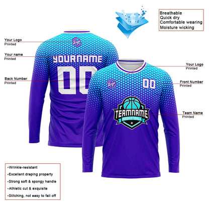 Custom Basketball Soccer Football Shooting Long T-Shirt for Adults and Kids Light Blue&Royal