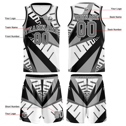 Custom White Black Grey Basketball Jersey Uniform Suit Printed Your Logo Name Number
