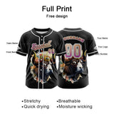 Custom Black Button Down Baseball Jersey for Men Women Adult Youth Print Name Number Logo