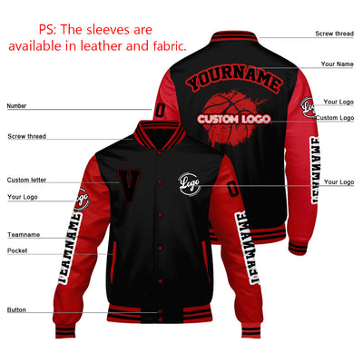 Custom Black Red Varsity Jackets for Men Women Youth Personalized Letterman Jackets