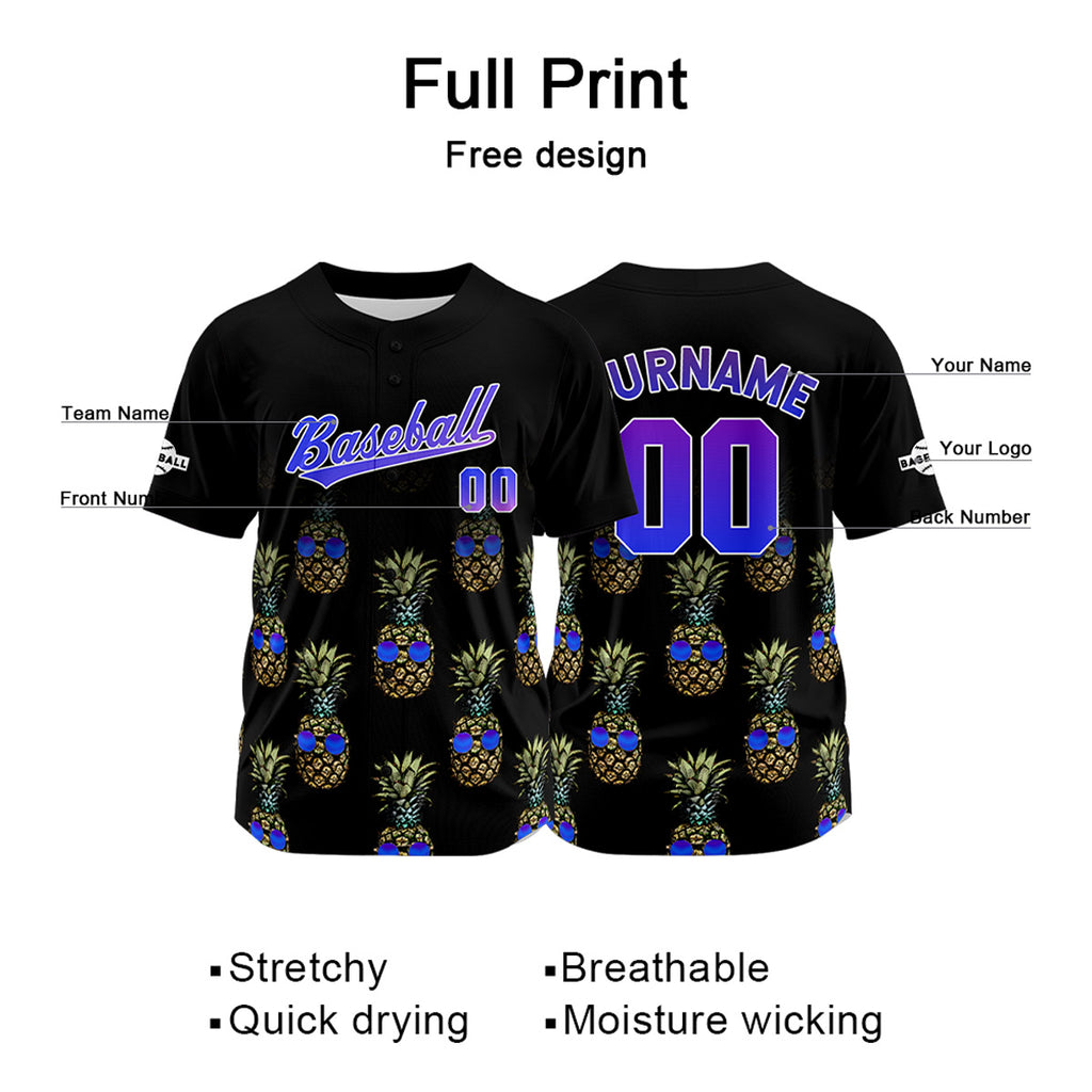 Custom Black Baseball Jersey Print Personalized Name, Number and Logo