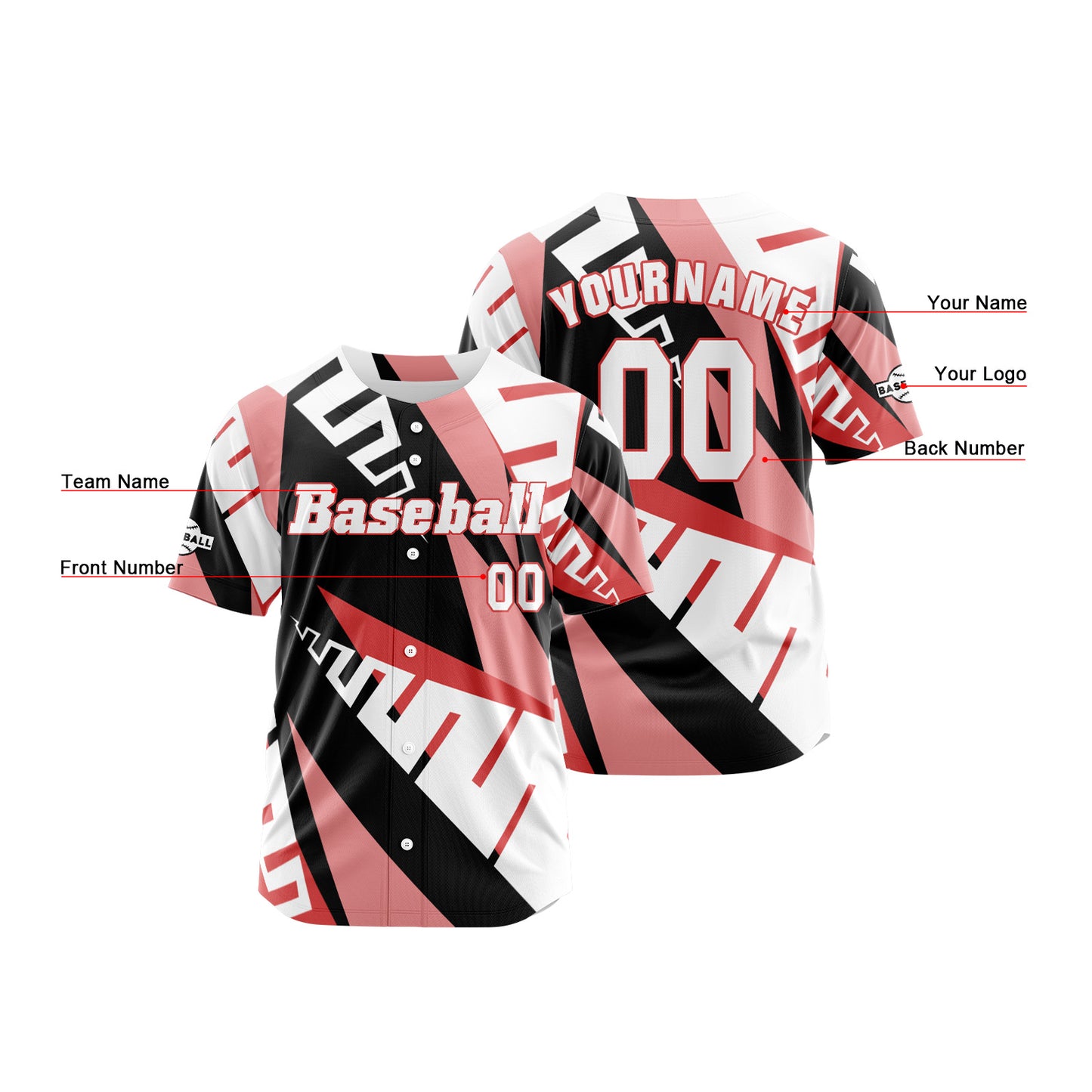 Custom Red Button Down Baseball Jersey for Men Women Adult Youth Print Name Number Logo