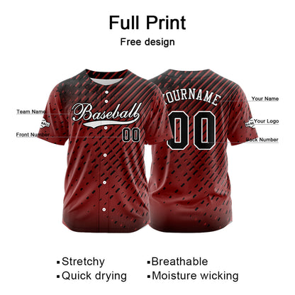 Custom Red Button Down Baseball Jersey for Men Women Adult Youth Print Name Number Logo
