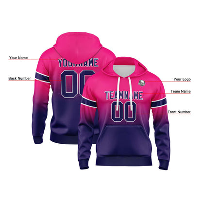 Custom Gradient Hoodie For Man Woman Girl Boy Print Your Logo Name Number Rose&Dark Purple