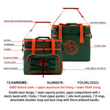 Custom Dark Green Orange Double Layer Insulated Cooler Bag - 600D Oxford Waterproof Picnic Tote for Camping, Hiking & BBQ - Large Capacity Thermal Lunch Bag