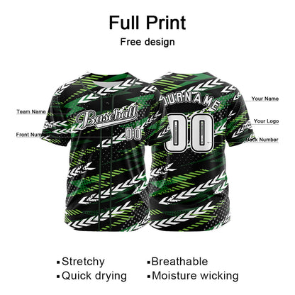 Custom Black Green Button Down Baseball Jersey for Men Women Adult Youth Print Name Number Logo