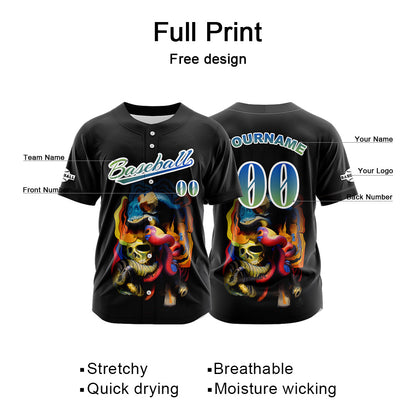 Custom Black Button Down Baseball Jersey for Men Women Adult Youth Print Name Number Logo