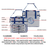 Custom Gray Dark Blue Double Layer Insulated Cooler Bag - 600D Oxford Waterproof Picnic Tote for Camping, Hiking & BBQ - Large Capacity Thermal Lunch Bag