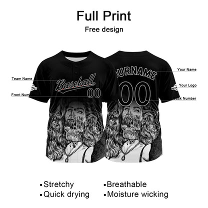 Custom Black Baseball Jersey Print Personalized Name, Number and Logo