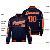 Custom Navy Orange Varsity Jackets for Men Women Youth Personalized Letterman Jackets