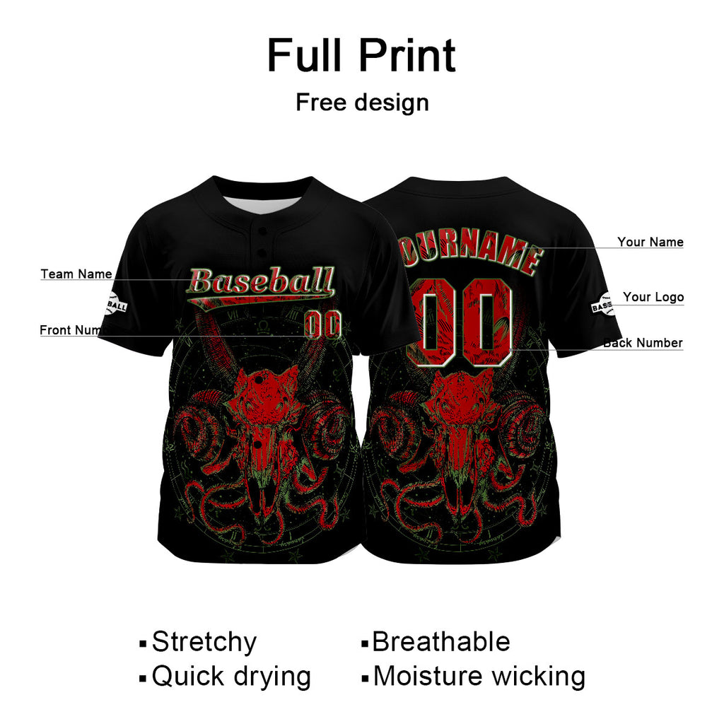 Custom Black Baseball Jersey Print Personalized Name, Number and Logo