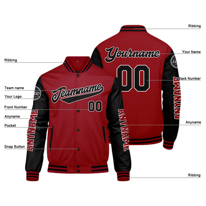Custom Red Black Varsity Jackets for Men Women Youth Personalized Letterman Jackets