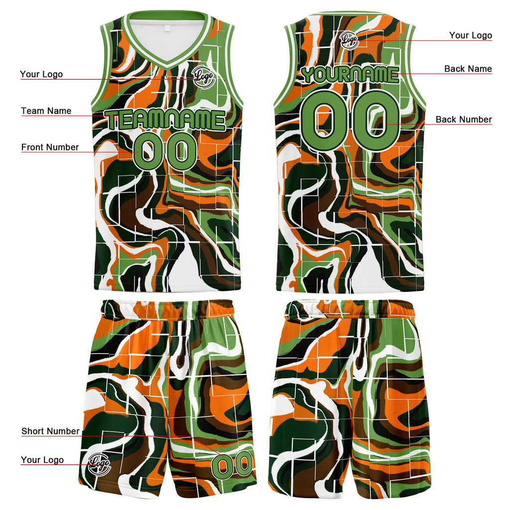 Custom Green Orange Basketball Jersey Uniform Suit Printed Your Logo Name Number