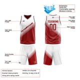 Custom White Red Reversible Basketball Suit for Adults and Kids Personalized Jersey