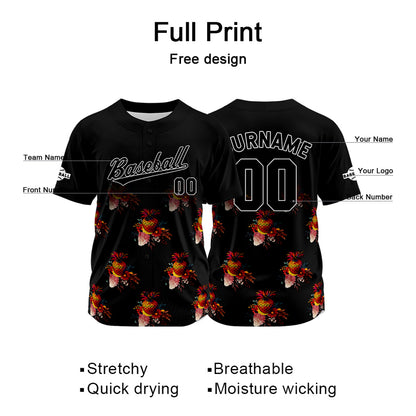 Custom Black Baseball Jersey Print Personalized Name, Number and Logo