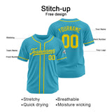 Custom Baseball Jersey Stitched Design Personalized Hip Hop Baseball Shirts Light Blue-Yellow