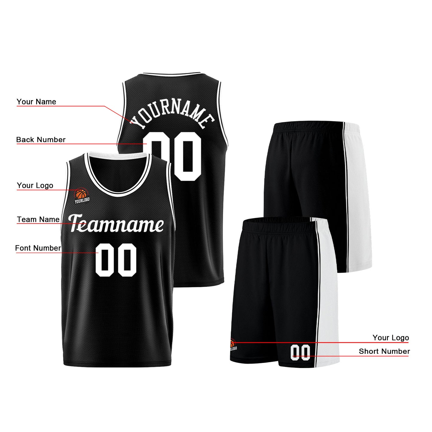 Custom Black-White Basketball Jersey for Men Women Adult Youth Stitched Name Number Logo