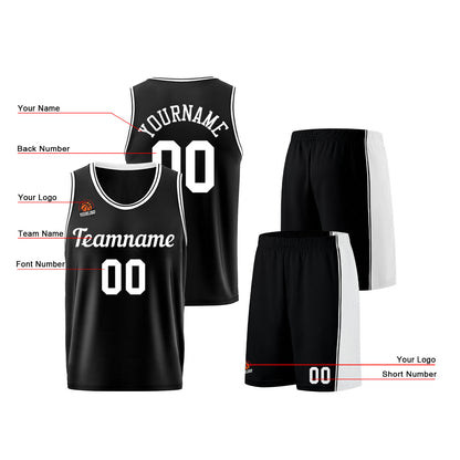 Custom Black-White Basketball Jersey for Men Women Adult Youth Stitched Name Number Logo